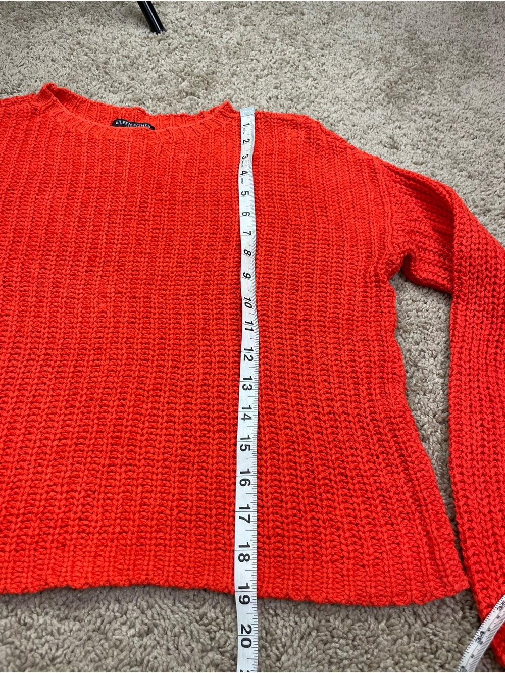 Eileen Fisher Bright Orange Crewneck Knit Sweater - Picture 8 of 10